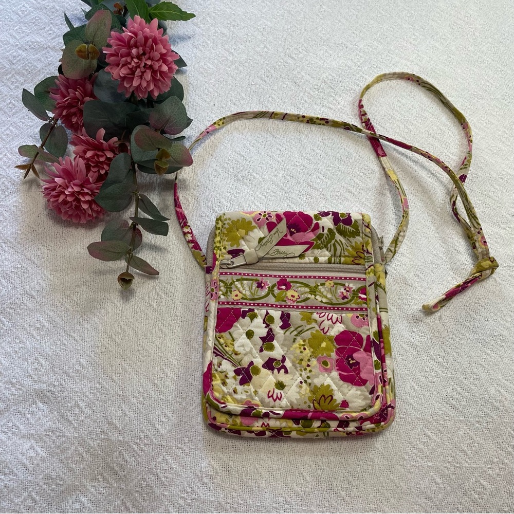 Vera Bradley Pink, Green and‎ Cream Floral Crossbody Bag